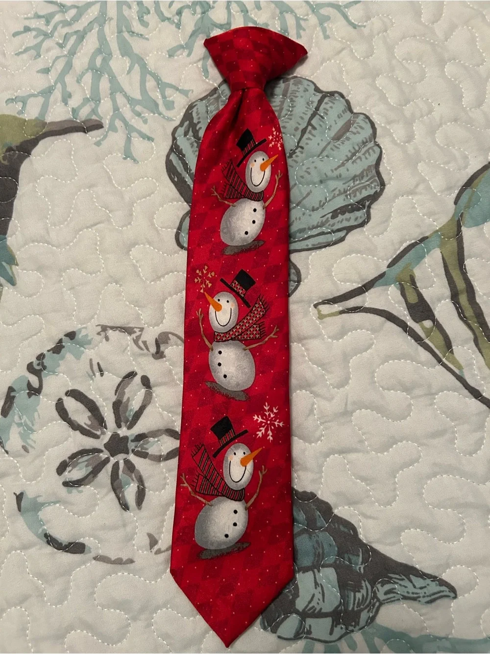 Kids Red Snowman Holiday Necktie